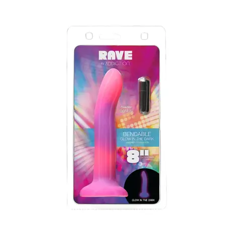 Addiction Rave Silicone Intimate Machine Pink/Purple 20cm Glow-in-the-Dark