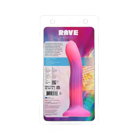 Addiction Rave Silicone Intimate Machine Pink/Purple 20cm Glow-in-the-Dark