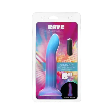 Addiction Rave Bendable Silicone Model Blue/Purple 20cm with PowerBullet