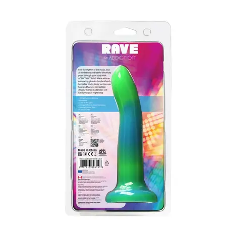 Addiction Rave Blue/Green Flexible Silicone Model 20cm Glow-in-the-Dark