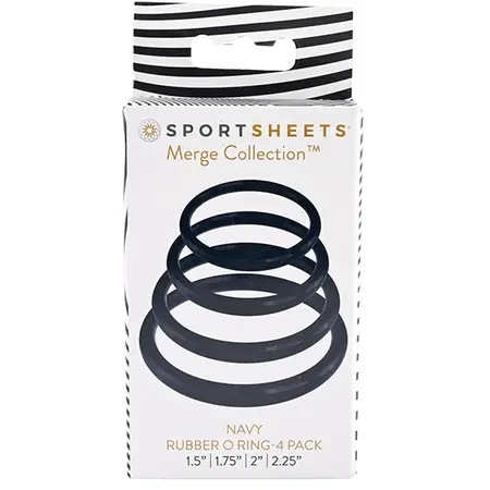 Sportsheets Merge Collection Navy Rubber O-Ring Set 4 Sizes