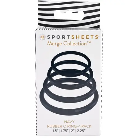 Sportsheets Merge Collection Navy Rubber O-Ring Set 4 Sizes