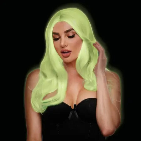Pleasure Wigs Jessie White Glow-in-the-Dark Long Wavy Synthetic Wig