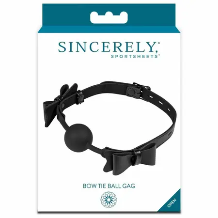 Sportsheets Sincerely Bow Tie Silicone Ball Gag Adjustable 21.5” Black
