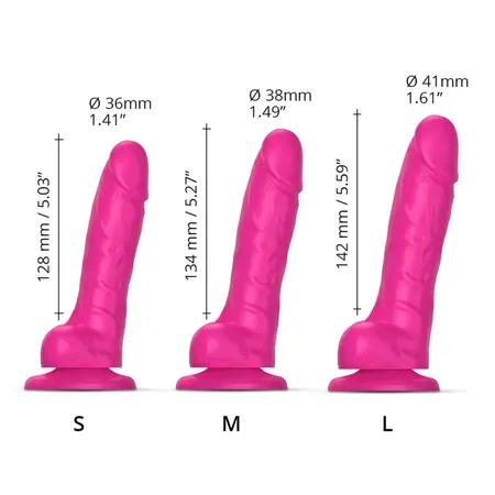 Strap-On-Me Sliding Skin Silicone Model Fuchsia L - Dual Density, Flexible