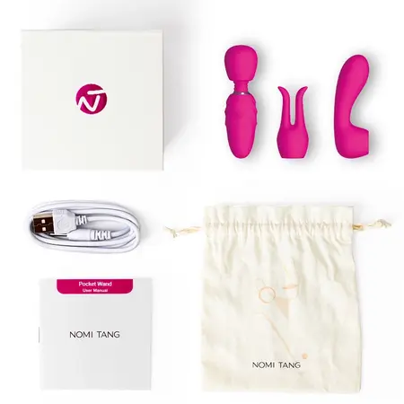 Nomi Tang Pocket Wand Hot Pink Compact Vibrating Massager Set