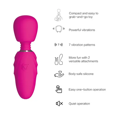 Nomi Tang Pocket Wand Hot Pink Compact Vibrating Massager Set