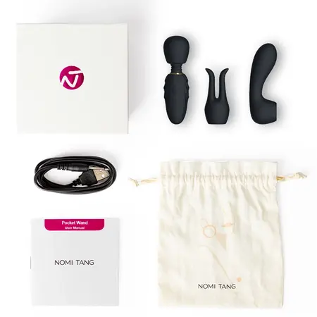 Nomi Tang Pocket Wand Black - Compact Multi-Function Vibrating Massager