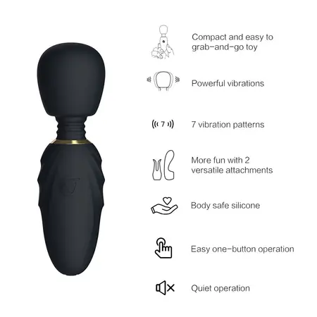Nomi Tang Pocket Wand Black - Compact Multi-Function Vibrating Massager