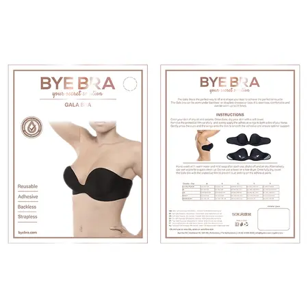 Bye Bra Gala Bra E Black - Self-Adhesive Strapless Support System