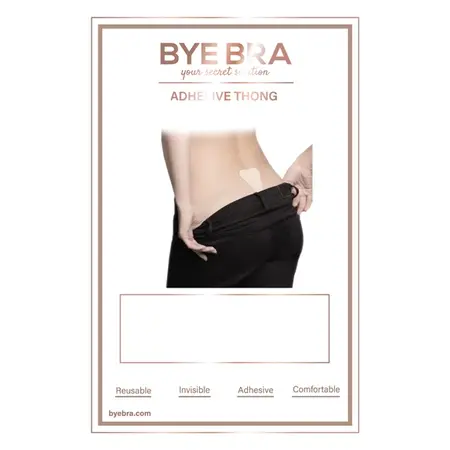 Bye Bra Adhesive Thong Black One Size - Seamless Invisible Lingerie