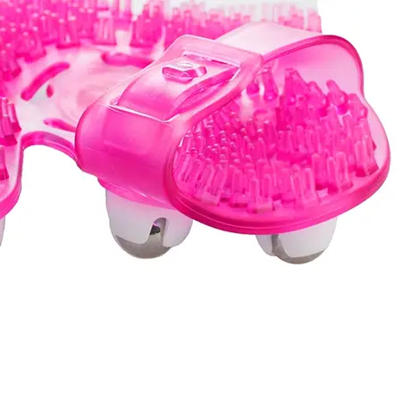 PowerBullet Roller Balls Pink Massage Glove - Adjustable, 9 Metal Spheres