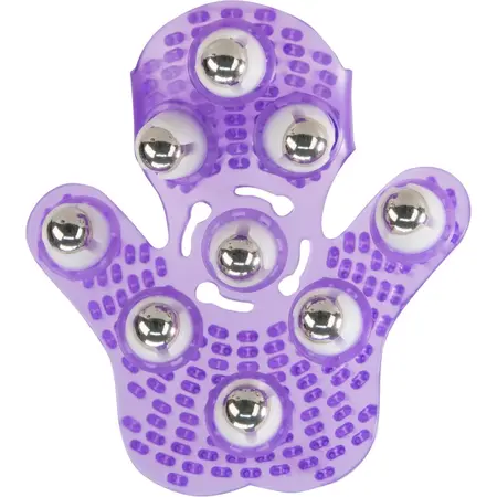 PowerBullet Roller Balls Massage Glove Purple - 9-Metal Ball System