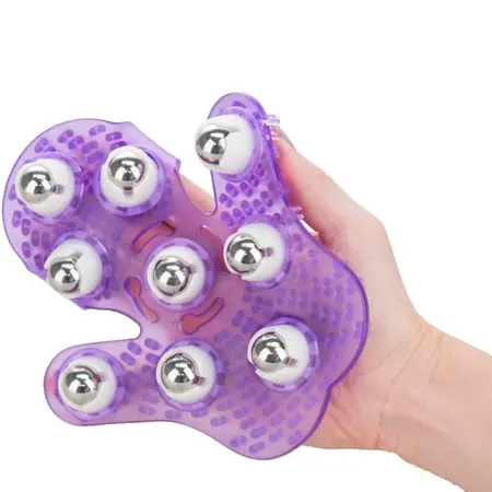 PowerBullet Roller Balls Massage Glove Purple - 9-Metal Ball System