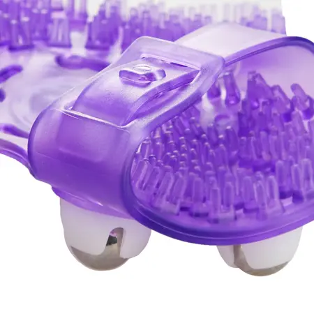 PowerBullet Roller Balls Massage Glove Purple - 9-Metal Ball System