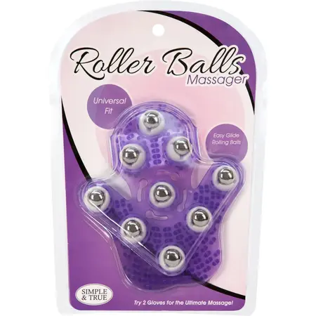 PowerBullet Roller Balls Massage Glove Purple - 9-Metal Ball System