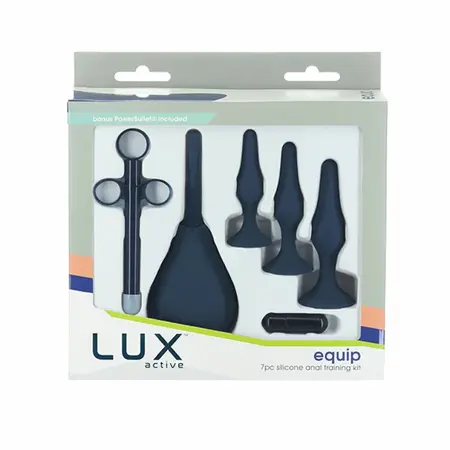 LUX Active Equip Anal Plug Training Kit Silicone Graduated Set Blue