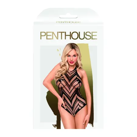 Penthouse Go Hotter Black XL Transparent Bodysuit Lingerie