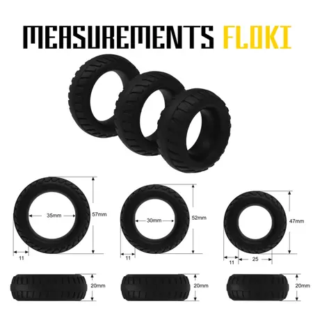 Velv'Or Rooster Floki Silicone Ring Set - 3 Sizes, Black