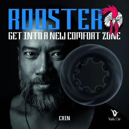 Velv'Or Rooster Cain Silicone Support Ring, Textured, Black, 27 mm