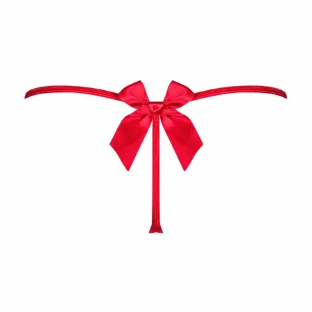 Obsessive Giftella L/XL Red Thong - Decorative Bow & Mesh Design