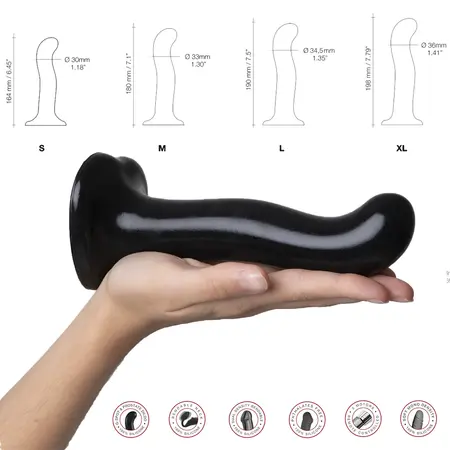 Strap-On-Me P&G Spot XL Silicone Model with Suction Cup, Black, 198mm