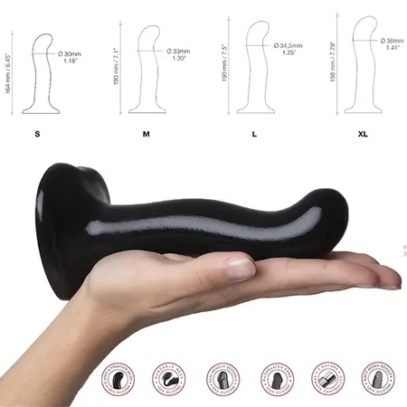 Strap-On-Me P&G Spot Silicone Model S with Curved Ergonomic Shape Black