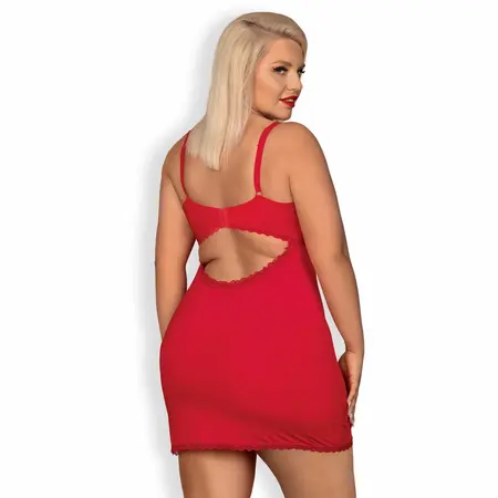 Obsessive Jolierose Chemise & Thong Red XXL - Adjustable Lace Design