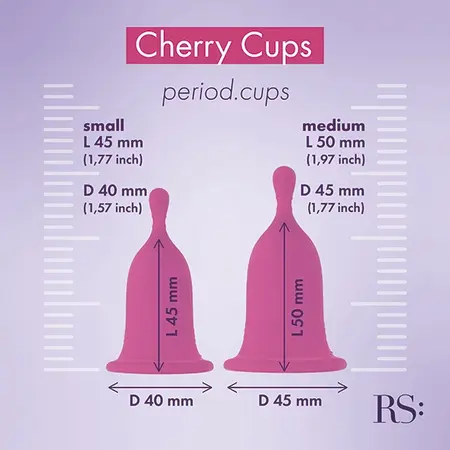 RS Femcare Cherry Cup Menstrual Cup Set S/M with Storage Bag