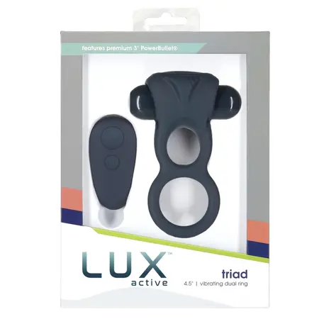 LUX Active Triad Dual Vibrating Ring with Remote Control, Silicone, Black