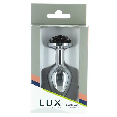 Lux Active Rose Metal Plug Black - Tapered Design, Body-Safe, 6.9 cm