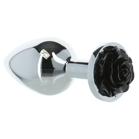 Lux Active Rose Metal Plug Black - Tapered Design, Body-Safe, 6.9 cm