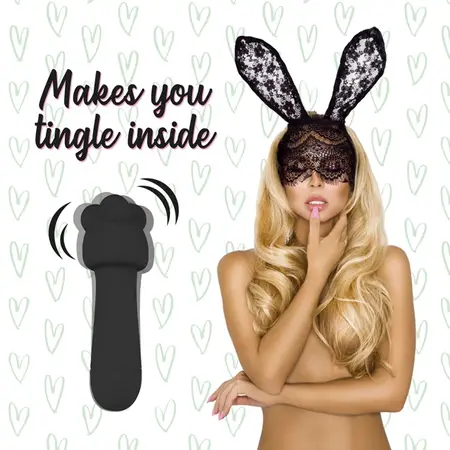 FeelzToys Mister Bunny Black - Waterproof Massager with 2 Silicone Caps