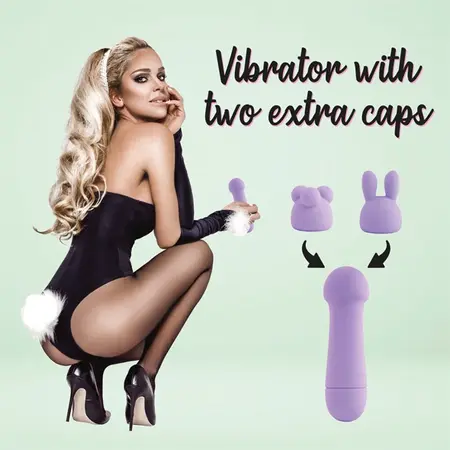 FeelzToys Mister Bunny Massage Device 2 Silicone Caps Purple 135mm