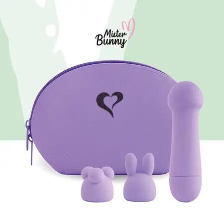 FeelzToys Mister Bunny Massage Device 2 Silicone Caps Purple 135mm
