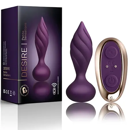 Rocks-Off Petite Sensations Desire Remote Plug Purple Silicone