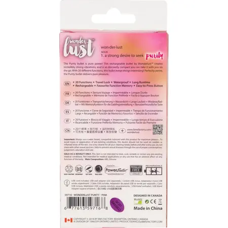 Wonderlust Purity Pink Mini Intimate Massager 20 Modes Waterproof