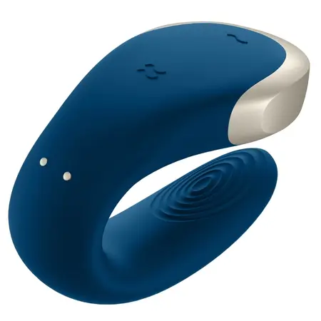 Satisfyer Double Love Blue - App-Controlled Couples Device, Waterproof, Metal Detail