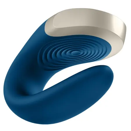 Satisfyer Double Love Blue - App-Controlled Couples Device, Waterproof, Metal Detail