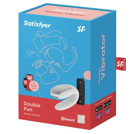 Satisfyer Double Fun White - Interactive Silicone Couples Device, App Control