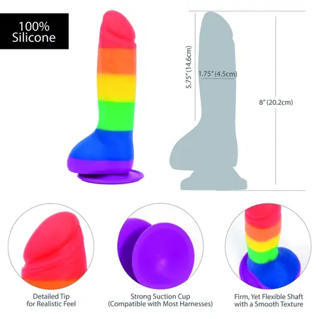 Addiction Justin 20 cm Silicone Rainbow Model with Suction Base