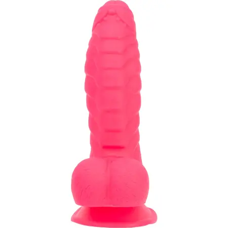 Addiction Tom 18 cm Silicone Ribbed Model Hot Pink with Suction Cup