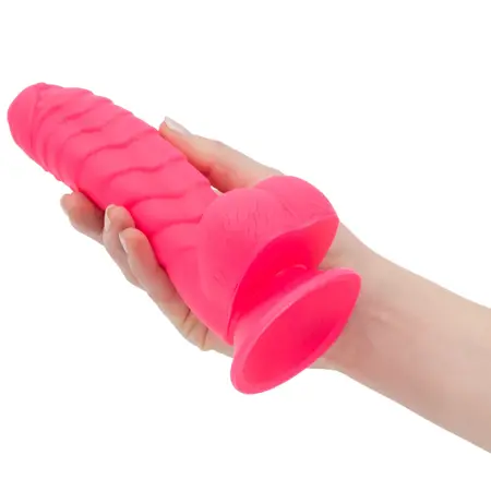 Addiction Tom 18 cm Silicone Ribbed Model Hot Pink with Suction Cup