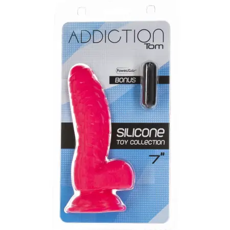 Addiction Tom 18 cm Silicone Ribbed Model Hot Pink with Suction Cup