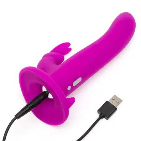 Happy Rabbit Vibrating Strap-On Harness Kit Purple Silicone 15 Modes