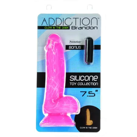 Addiction Brandon 19 cm Glow-in-the-Dark Silicone Model Pink
