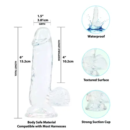 BMS Factory Crystal Addiction Clear Intimate Model 15 cm, Suction Base