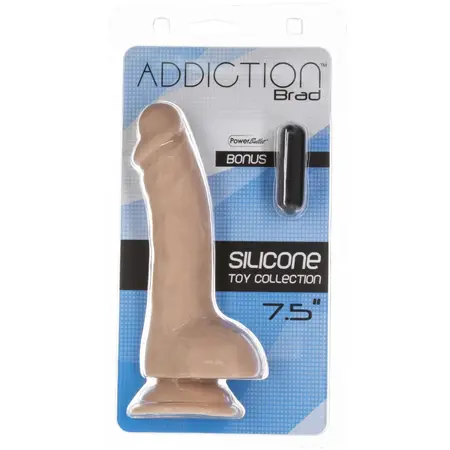 Addiction Brad 19 cm Anatomical Model with Suction Cup Beige Silicone