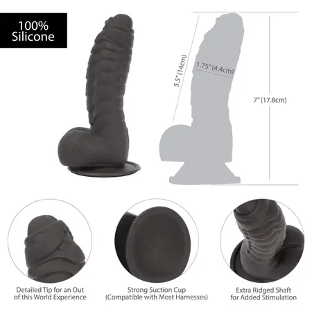Addiction Ben 18 cm Black Silicone Ribbed Model with Suction Base