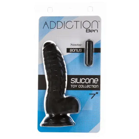 Addiction Ben 18 cm Black Silicone Ribbed Model with Suction Base